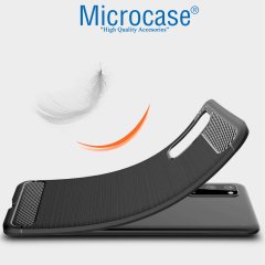 Microcase Samsung Galaxy S20 Brushed Carbon Fiber Silikon Kılıf - Siyah