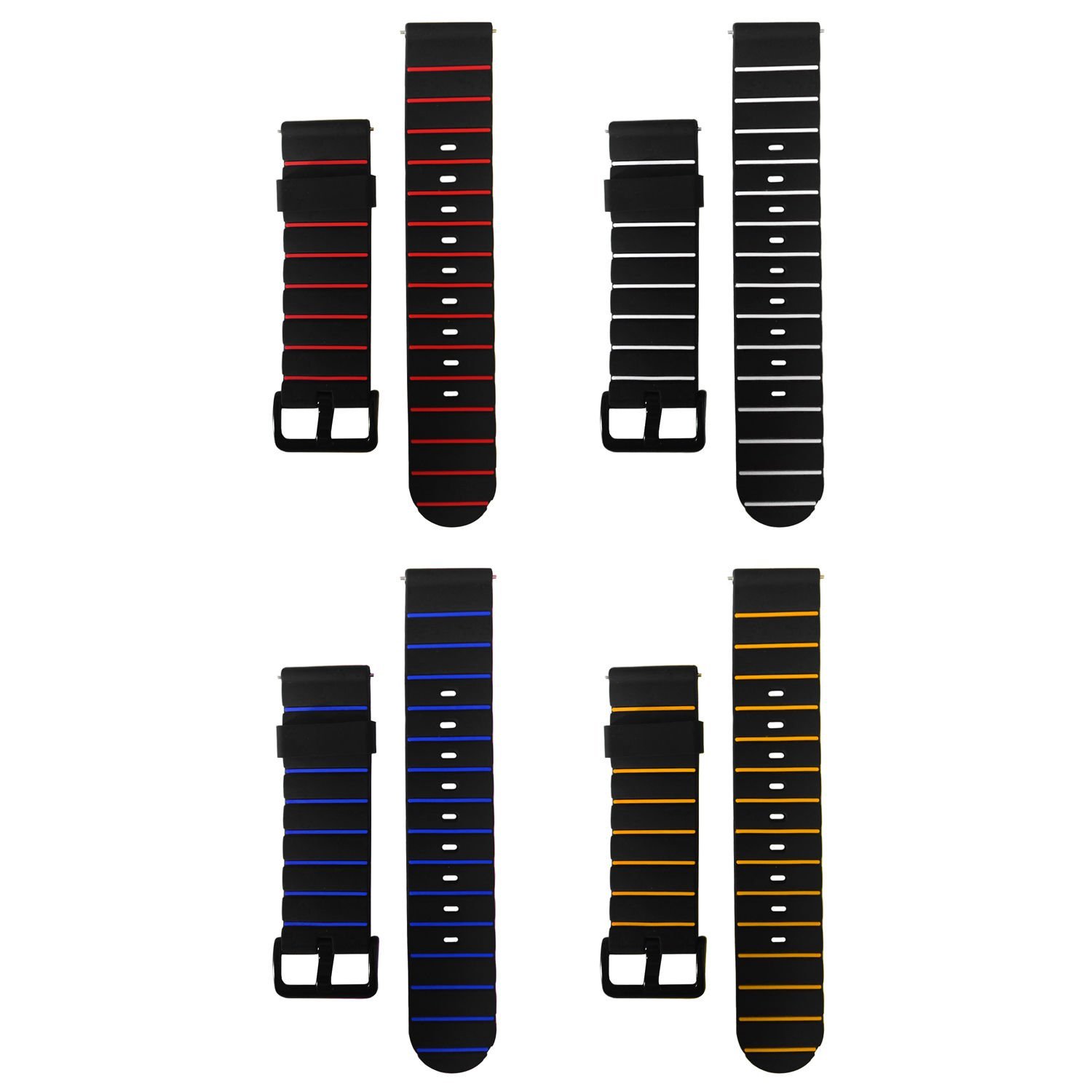 Microcase Amazfit GTR 2 47mm-GTR 2E 47mm-GTR 47mm 22 mm Akıllı Saatler için Çizgi Desenli Silikon Kordon Kayış-KY69