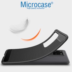 Microcase Samsung Galaxy S20 Ultra Brushed Carbon Fiber Silikon Kılıf - Siyah