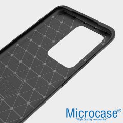 Microcase Samsung Galaxy S20 Ultra Brushed Carbon Fiber Silikon Kılıf - Siyah