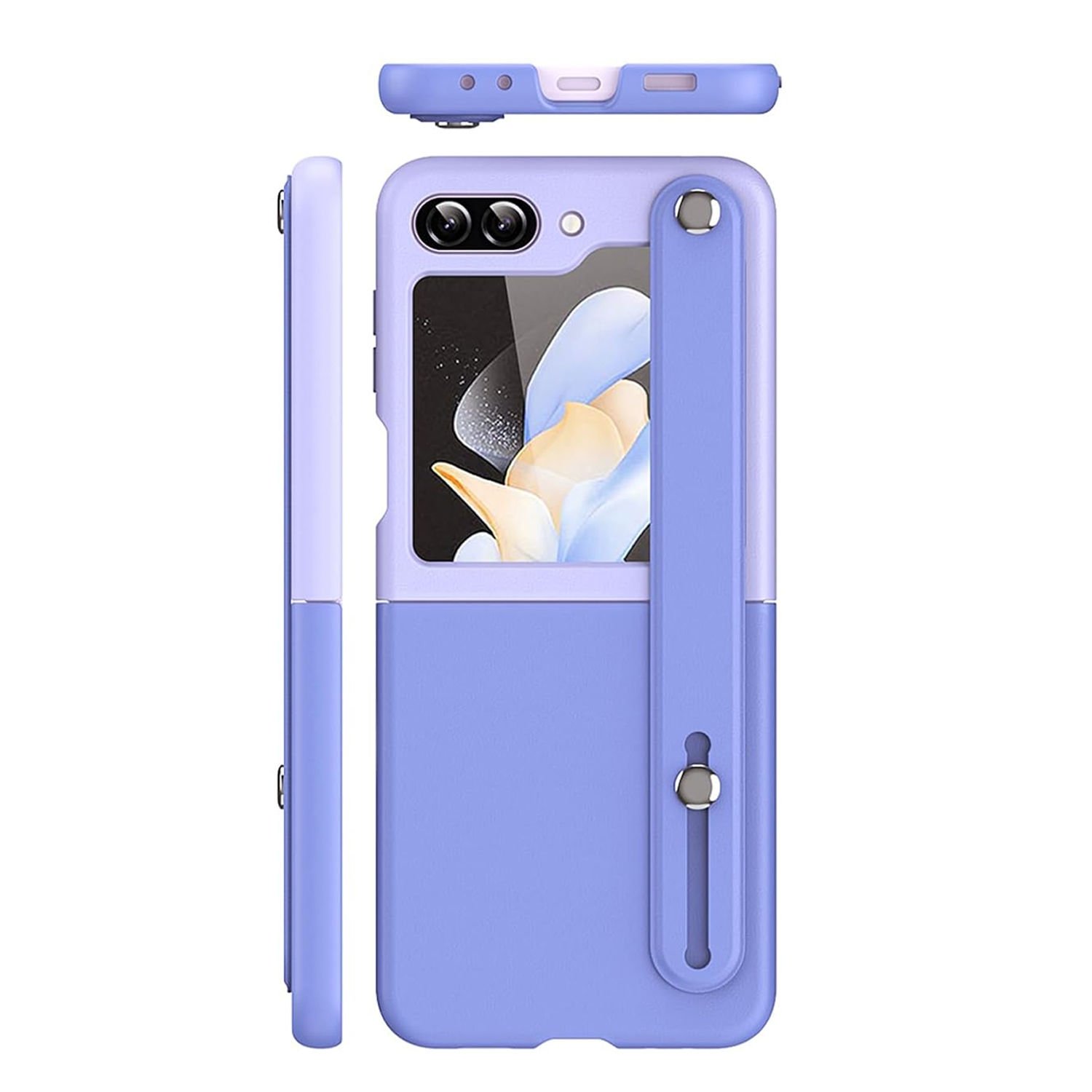 Microcase Samsung Galaxy Z Flip 6 Parmak Tutuculu Deri Desen Plastik Kılıf - AL3151