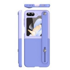 Microcase Samsung Galaxy Z Flip 6 Parmak Tutuculu Deri Desen Plastik Kılıf - AL3151