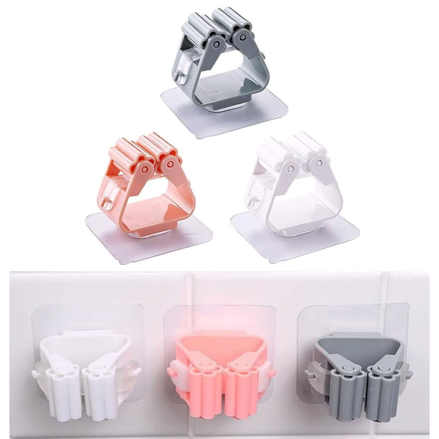 Microcase Yapışkanlı Plastik Mop Tutucu Pratik Organizer Vileda Temizlik Fırçası Süpürge Tutucusu AL4455