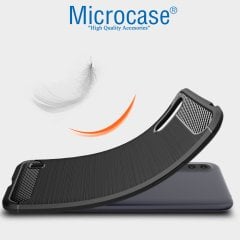 Microcase Samsung Galaxy A01 Brushed Carbon Fiber Silikon Kılıf - Siyah
