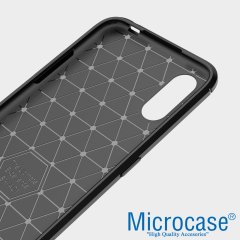 Microcase Samsung Galaxy A01 Brushed Carbon Fiber Silikon Kılıf - Siyah