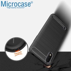 Microcase Samsung Galaxy A01 Brushed Carbon Fiber Silikon Kılıf - Siyah