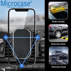 Microcase 360 Derece Dönebilir Araç İçi Izgaralıktan Otomatik Kavramalı Metal Kelepçeli Telefon Tutucu - AL3738