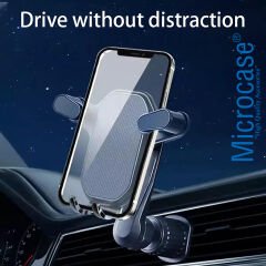 Microcase 360 Derece Dönebilir Araç İçi Izgaralıktan Otomatik Kavramalı Metal Kelepçeli Telefon Tutucu - AL3738