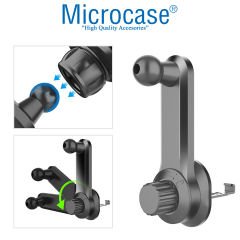 Microcase 360 Derece Dönebilir Araç İçi Izgaralıktan Otomatik Kavramalı Metal Kelepçeli Telefon Tutucu - AL3738