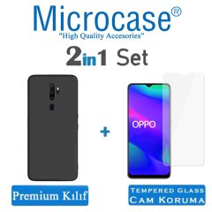 Microcase Oppo A5 2020 - A9 2020 Premium Matte Silikon Kılıf + Tempered Glass Cam Koruma