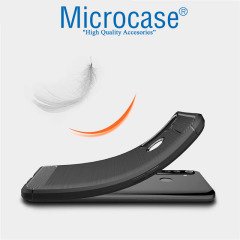 Microcase Realme 5i Brushed Carbon Fiber Silikon Kılıf - Siyah