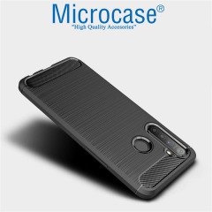 Microcase Realme 5i Brushed Carbon Fiber Silikon Kılıf - Siyah