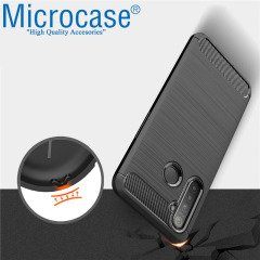 Microcase Realme 5i Brushed Carbon Fiber Silikon Kılıf - Siyah