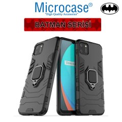 Huawei P40 Lite E - Y7P Batman Serisi Yüzük Standlı Armor Kılıf - Siyah