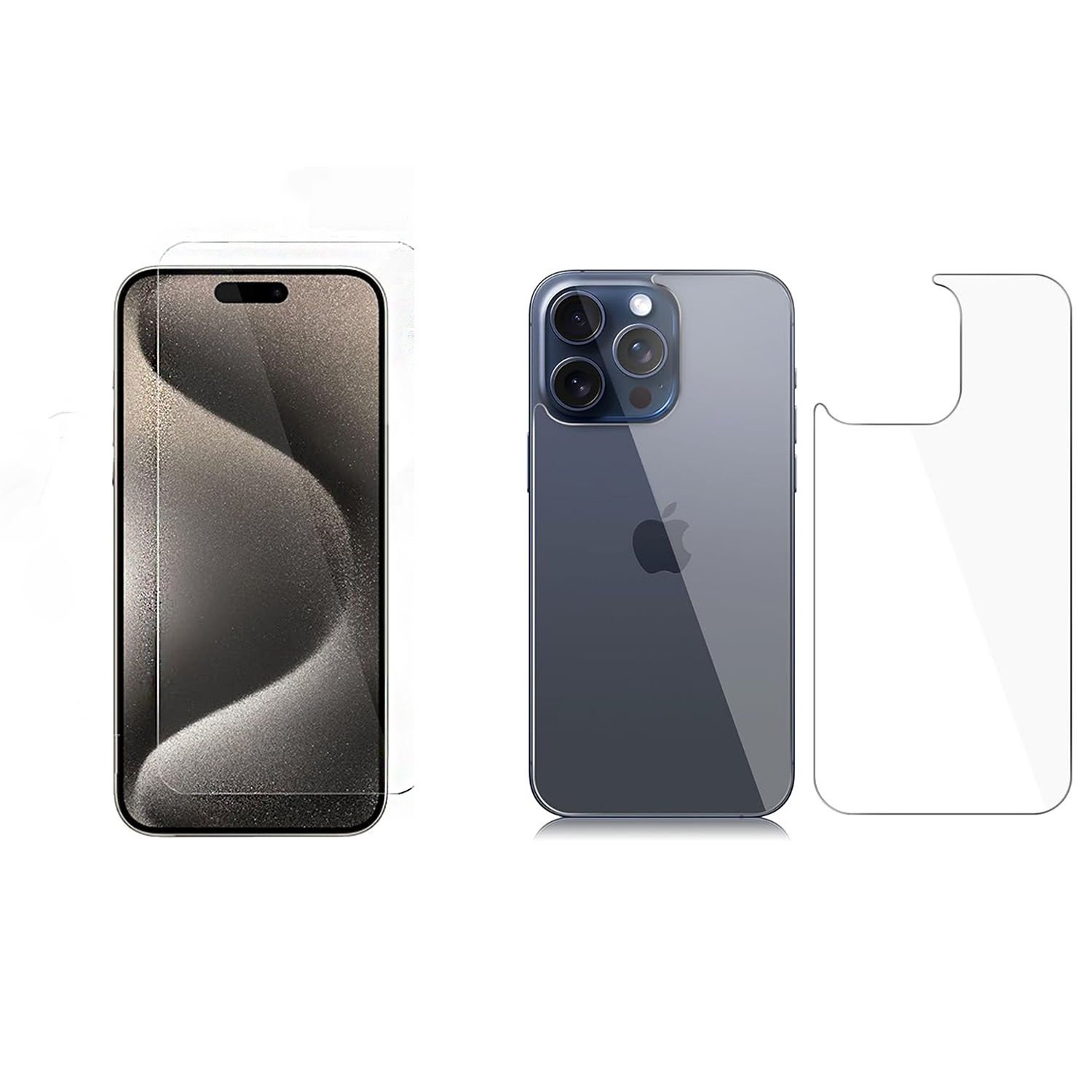 Microcase iPhone 15 Pro Max Ön Arka Set Tempered Glass Cam Koruma - AL3271