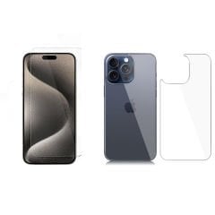 Microcase iPhone 15 Pro Max Ön Arka Set Tempered Glass Cam Koruma - AL3271