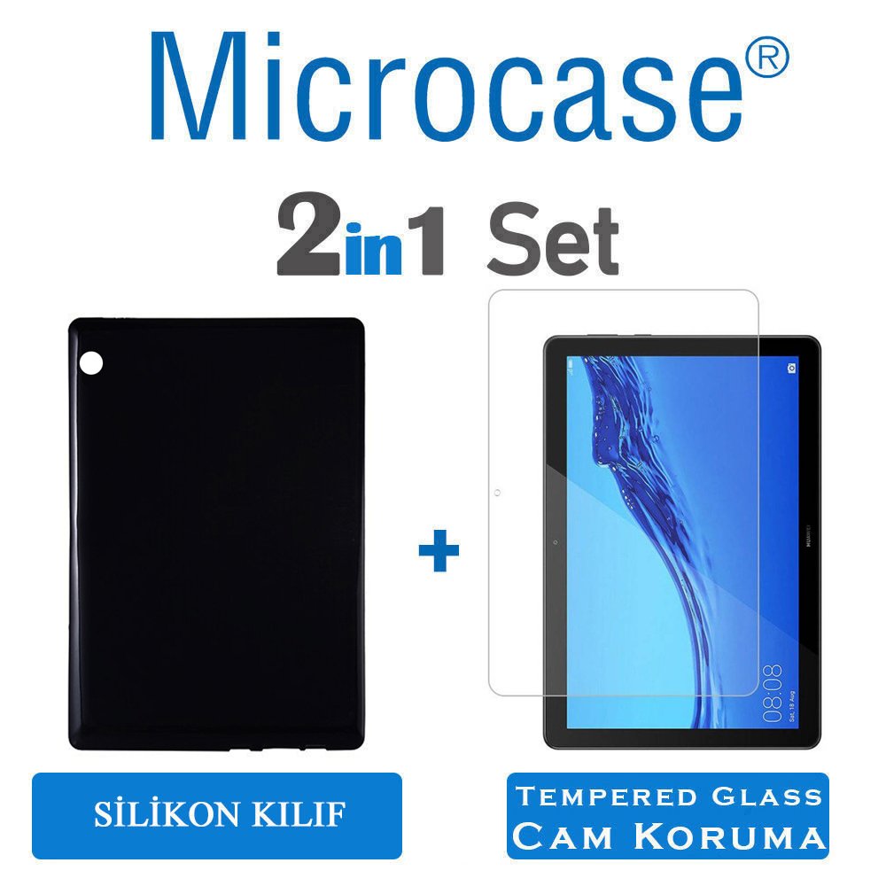 Huawei Mediapad T5 10.1 inch Silikon Kılıf Siyah + EKRAN KORUMA