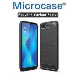 Microcase Realme C2 Brushed Carbon Fiber Silikon Kılıf - Siyah