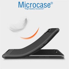 Microcase Realme C2 Brushed Carbon Fiber Silikon Kılıf - Siyah