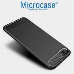 Microcase Realme C2 Brushed Carbon Fiber Silikon Kılıf - Siyah