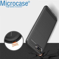 Microcase Realme C2 Brushed Carbon Fiber Silikon Kılıf - Siyah
