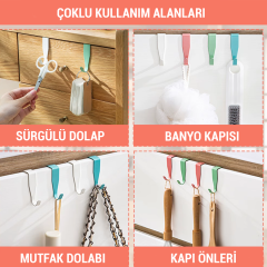 Microcase Sert ABS Plastik Çok Amaçlı Mutfak Dolabı Kapı Duşakabin vb Alanlar için Plastik Askılık Kanca 4lü Set - AL4988