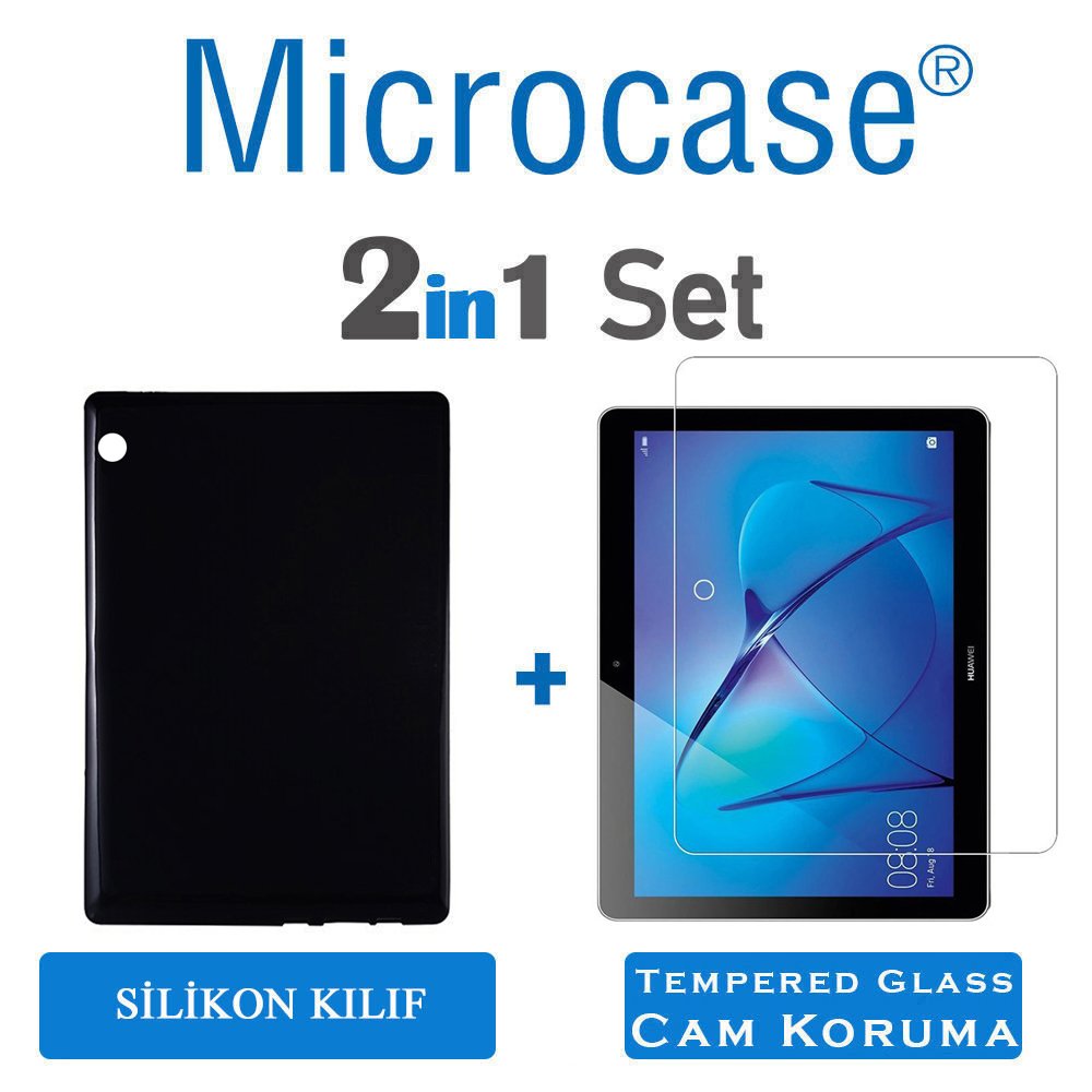 Huawei Mediapad T3 10 9.6 inch Silikon Kılıf Siyah + EKRAN KORUMA