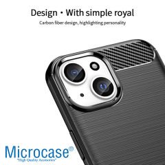 Microcase Iphone 15 Brushed Carbon Fiber Silikon Kılıf - Siyah AL3332