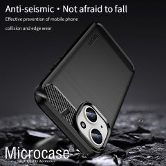 Microcase Iphone 15 Brushed Carbon Fiber Silikon Kılıf - Siyah AL3332