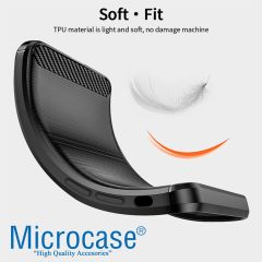 Microcase Iphone 15 Plus Brushed Carbon Fiber Silikon Kılıf - Siyah AL3332