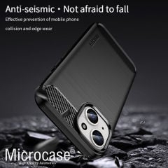 Microcase Iphone 15 Plus Brushed Carbon Fiber Silikon Kılıf - Siyah AL3332