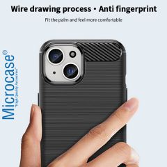 Microcase Iphone 15 Plus Brushed Carbon Fiber Silikon Kılıf - Siyah AL3332