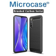 Microcase Realme XT Brushed Carbon Fiber Silikon Kılıf - Siyah