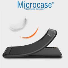 Microcase Realme XT Brushed Carbon Fiber Silikon Kılıf - Siyah