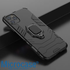 iPhone 12 Pro Max Batman Serisi Yüzük Standlı Armor Kılıf - Siyah