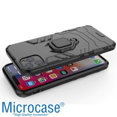 iPhone 12 Pro Max Batman Serisi Yüzük Standlı Armor Kılıf - Siyah