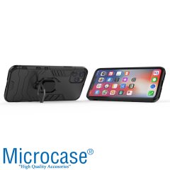 iPhone 12 Pro Max Batman Serisi Yüzük Standlı Armor Kılıf - Siyah