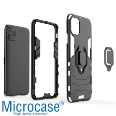 iPhone 12 Pro Max Batman Serisi Yüzük Standlı Armor Kılıf - Siyah
