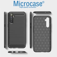 Microcase Realme XT Brushed Carbon Fiber Silikon Kılıf - Siyah