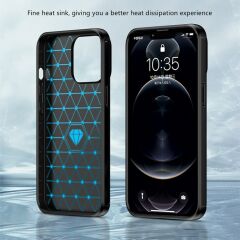 Microcase Iphone 15 Pro Brushed Carbon Fiber Silikon Kılıf - Siyah AL3332