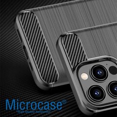 Microcase Iphone 15 Pro Brushed Carbon Fiber Silikon Kılıf - Siyah AL3332