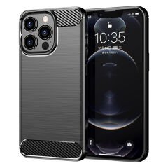 Microcase Iphone 15 Pro Brushed Carbon Fiber Silikon Kılıf - Siyah AL3332