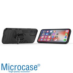 iPhone 12 Mini Batman Serisi Yüzük Standlı Armor Kılıf - Siyah