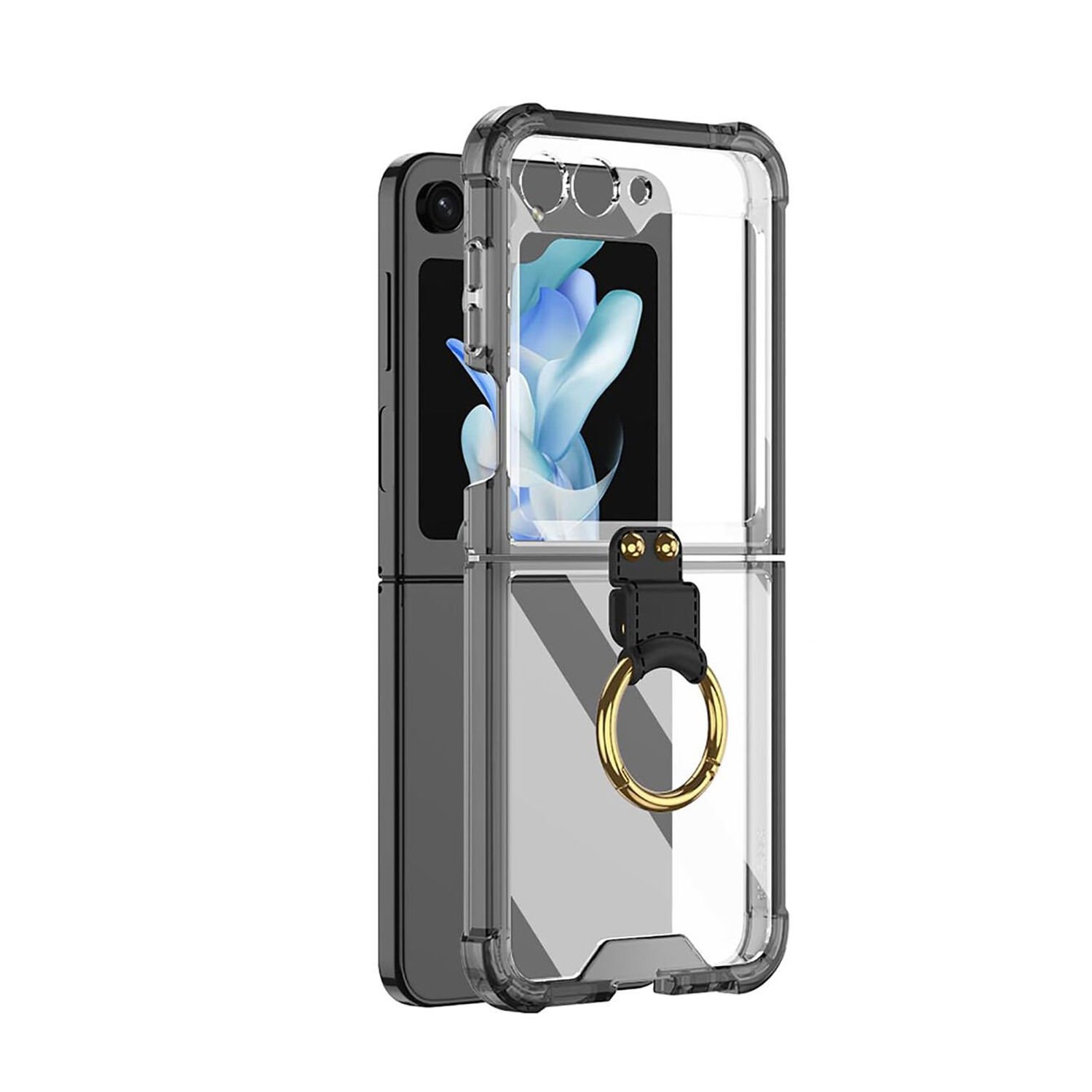 Microcase Samsung Galaxy Z Flip 6 Parmak Tutuculu Köşe Korumalı Kılıf - AL3162