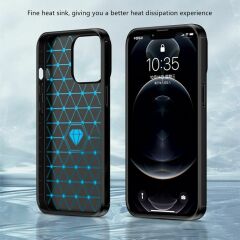 Microcase Iphone 15 ProMax Brushed Carbon Fiber Silikon Kılıf - Siyah AL3332