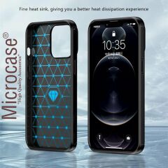 Microcase Iphone 15 ProMax Brushed Carbon Fiber Silikon Kılıf - Siyah AL3332
