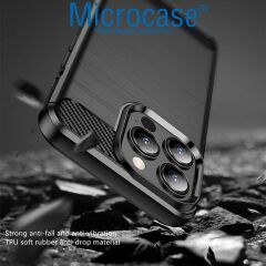 Microcase Iphone 15 ProMax Brushed Carbon Fiber Silikon Kılıf - Siyah AL3332