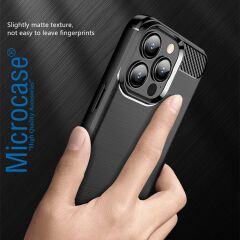 Microcase Iphone 15 ProMax Brushed Carbon Fiber Silikon Kılıf - Siyah AL3332