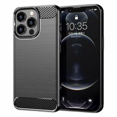 Microcase Iphone 15 ProMax Brushed Carbon Fiber Silikon Kılıf - Siyah AL3332