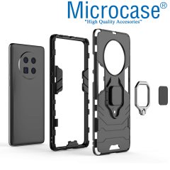 Huawei Mate 40 Pro Batman Serisi Yüzük Standlı Armor Kılıf - Siyah